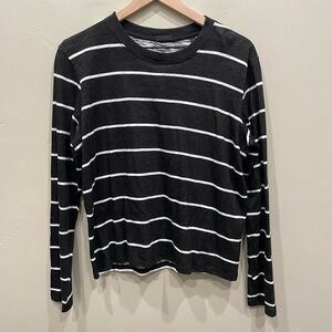 ATM Anthony Thomas Melillo Black/White Stripe Long Sleeve Top - Large